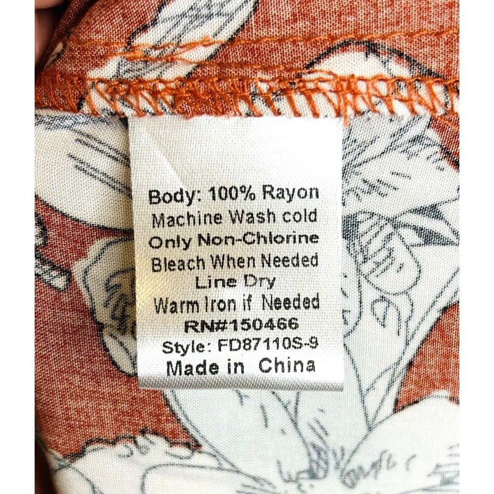 Maley Womens SMALL Top Pleated Detail V Neck Floral Shirt 3/4‎ Sleeve Rust White - Picture 11 of 12